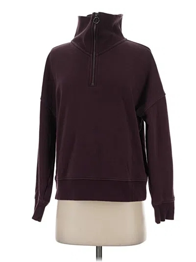 Pre-owned Athleta Fleece Jacket In Burgundy