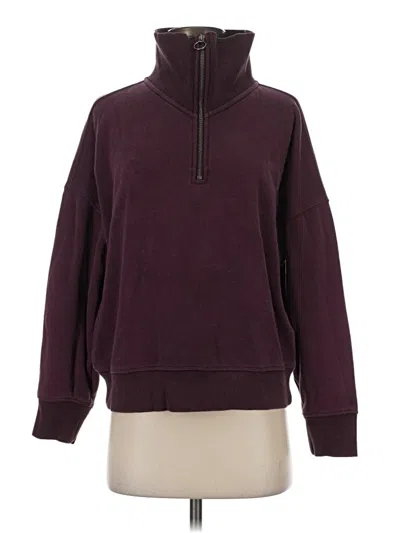 Pre-owned Athleta Fleece Jacket In Burgundy
