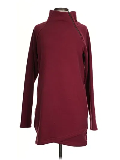 Pre-owned Athleta Fleece Jacket In Burgundy