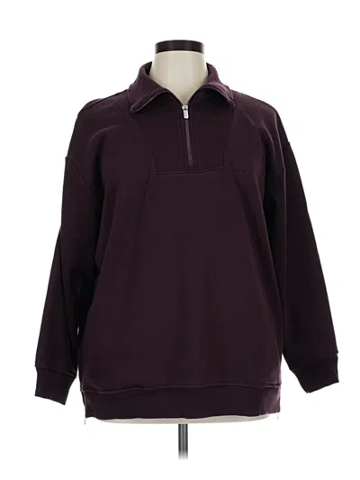 Pre-owned Athleta Fleece Jacket In Burgundy