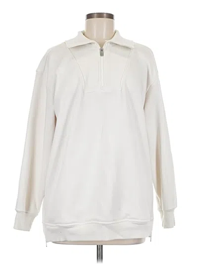 Pre-owned Athleta Fleece Jacket In White