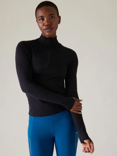 Athleta Flurry Half Zip Mock Neck Top In Black