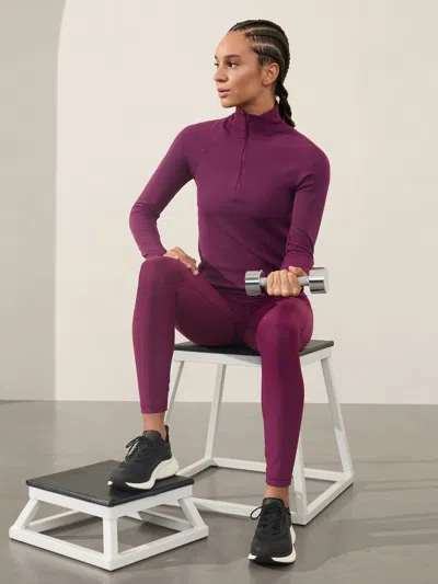 Athleta Flurry Half Zip Mock Neck Top In Wild Plum