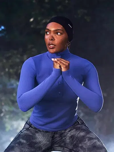 Athleta Flurry Seamless Henley In Blue