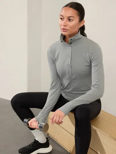 Athleta Flurry Seamless Henley In Storm Cloud