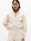 Athleta Forever Fleece 1/2 Zip High Hip Sweatshirt In Neutral
