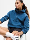 Athleta Forever Fleece 1/2 Zip Hoodie In Blue