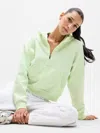Athleta Forever Fleece 1/2 Zip Hoodie In Green