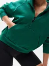 Athleta Forever Fleece 1/4 Zip Sweatshirt In Green
