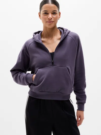 Athleta Forever Fleece 1/2 Zip Hoodie In Purple