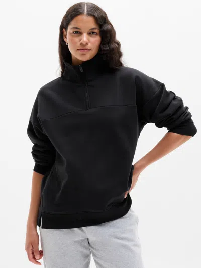 Athleta Forever Fleece 1/4 Zip Sweatshirt In Black