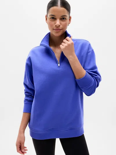 Athleta Forever Fleece 1/4 Zip Sweatshirt In Blue