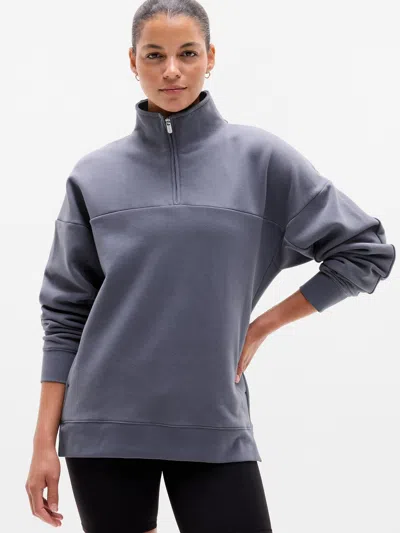Athleta Forever Fleece 1/4 Zip Sweatshirt In Blue