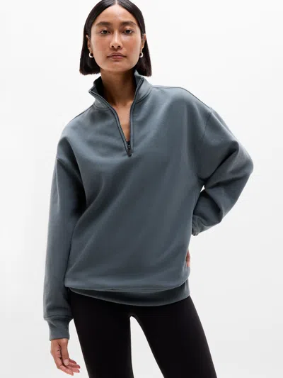 Athleta Forever Fleece 1/4 Zip Sweatshirt In Gray