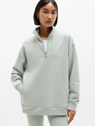 Athleta Forever Fleece 1/4 Zip Sweatshirt In Green