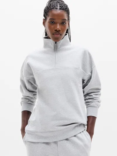 Athleta Forever Fleece 1/4 Zip Sweatshirt In Grey