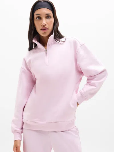 Athleta Forever Fleece 1/4 Zip Sweatshirt In Pink