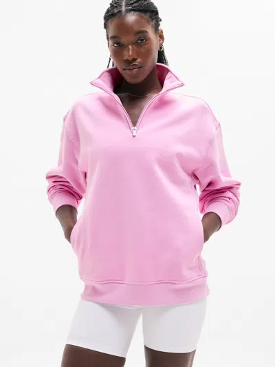 Athleta Forever Fleece 1/4 Zip Sweatshirt In Pink