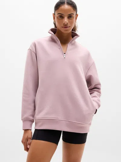 Athleta Forever Fleece 1/4 Zip Sweatshirt In Pink