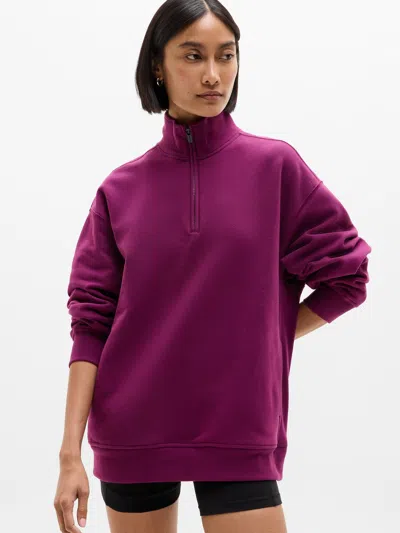 Athleta Forever Fleece 1/4 Zip Sweatshirt In Purple