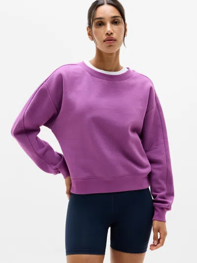 Athleta Forever Fleece Classic Crew Sweatshirt In Azalea