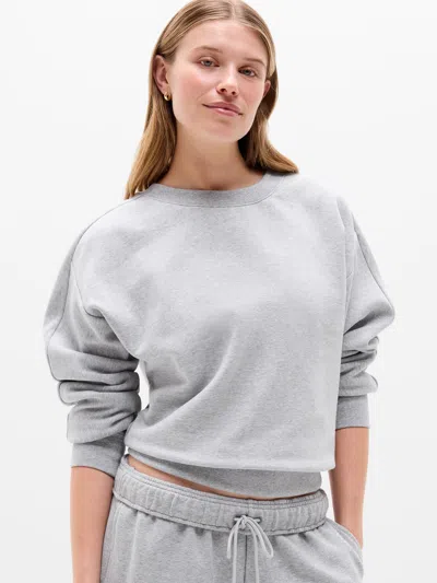 Athleta Forever Fleece Classic Crew Sweatshirt In Grey