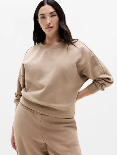 Athleta Forever Fleece Classic Crew Sweatshirt In Savanna