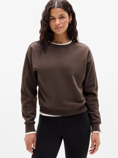 Athleta Forever Fleece Classic Crew Sweatshirt In Truffle Brown