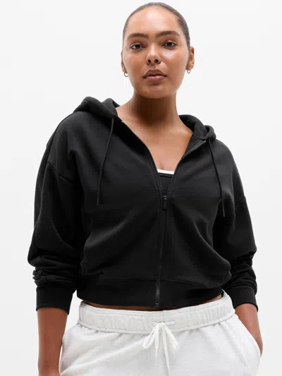 Athleta Forever Fleece Classic Full Zip Sweatshirt In Black