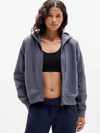 Athleta Forever Fleece Classic Full Zip Sweatshirt In Slate