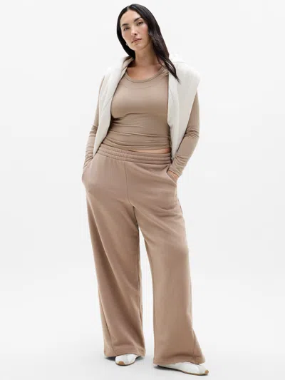 Athleta Forever Fleece Classic Wide Leg In Savanna