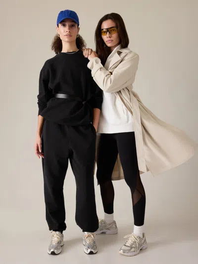 Athleta Forever Fleece Crewneck Sweatshirt In Black