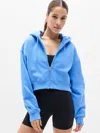Athleta Forever Fleece Crop Full Zip In Blue