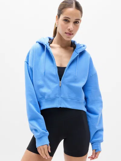 Athleta Forever Fleece Crop Full Zip In Blue