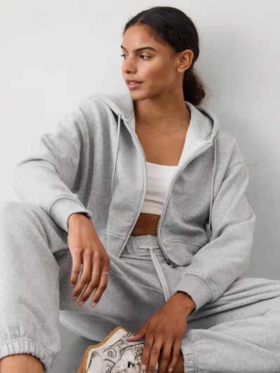 Athleta Forever Fleece Crop Full Zip In Grey