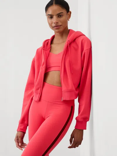 Athleta Forever Fleece Crop Full Zip In Punch