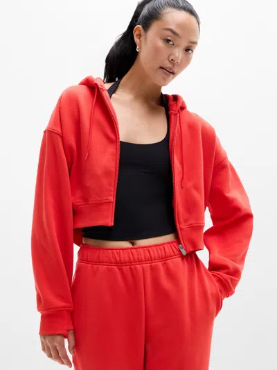 Athleta Forever Fleece Crop Full Zip In Red