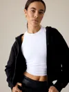 Athleta Forever Fleece Full Zip Sweatshirt In Black