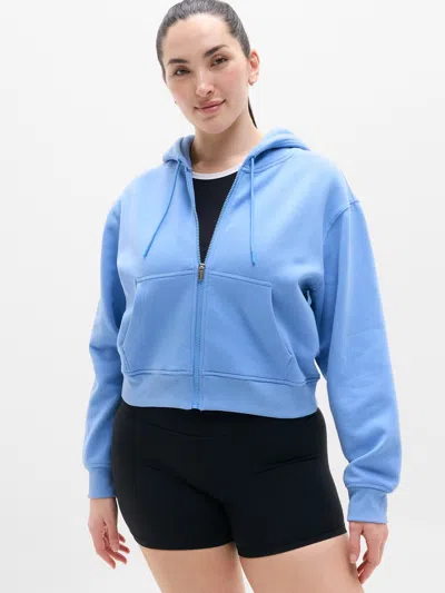 Athleta Forever Fleece Full Zip Sweatshirt In Blue