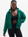 Athleta Forever Fleece Full Zip Sweatshirt In Green