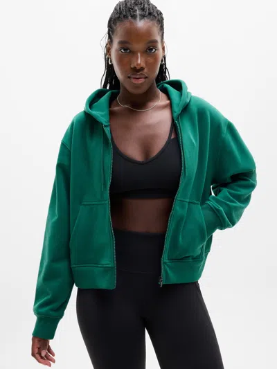 Athleta Forever Fleece Full Zip Sweatshirt In Green