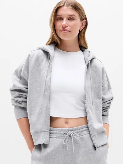 Athleta Forever Fleece Full Zip Sweatshirt In Grey