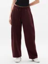 Athleta Forever Fleece Mid Rise Barrel Pant In Burgundy