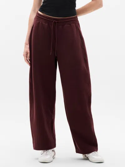 Athleta Forever Fleece Mid Rise Barrel Pant In Burgundy