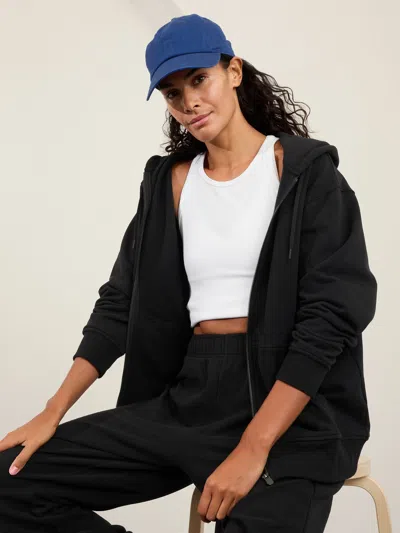 Athleta Forever Fleece Oversized Full Zip In Black