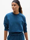 Athleta Forever Fleece Relaxed Crew Sweatshirt In Blue