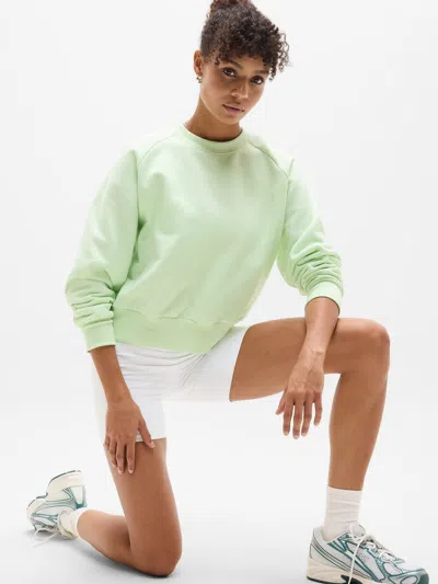 Athleta Forever Fleece Relaxed Crew Sweatshirt In Green