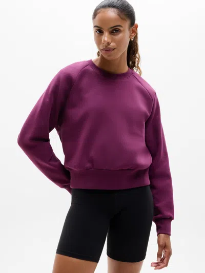 Athleta Forever Fleece Relaxed Crew Sweatshirt In Purple