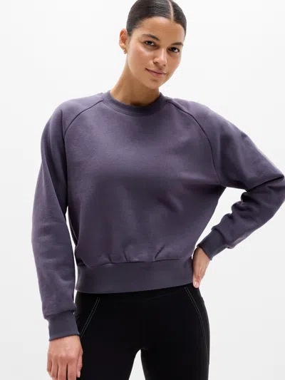 Athleta Forever Fleece Relaxed Crew Sweatshirt In Purple