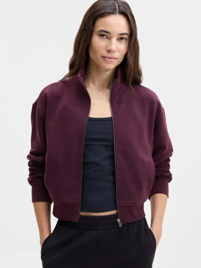 Athleta Forever Fleece Track Jacket In Burgundy